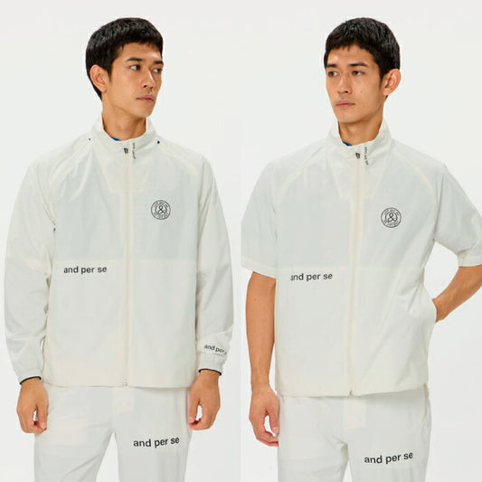 and per se アンパスィ ゴルフウェア メンズ 2WAYフレックスライトレインブルゾン マルチストレッチ はっ水 UV 防水 高度透湿 別袋付き セットアップ対応 ams1806r1