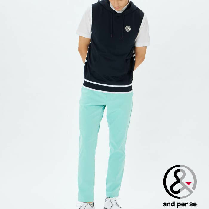 and per se アンパスィ ゴルフウェア メンズ アクティブニット フーディーベスト ストレッチ 軽量 アンチピリング ams2005a1