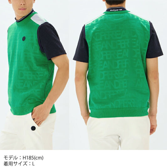 and per se アンパスィ ゴルフウェア メンズ エンボスメッシュニットベスト ピリング加工 ams2015b1