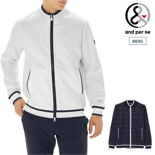 and per se アンパスィ ゴルフウェア メンズ エンボスメッシュニットブルゾン アンチピリング ams2915b1
