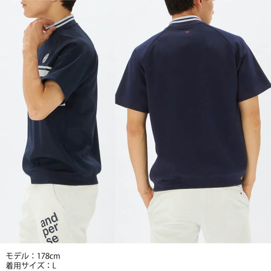 and per se アンパスィ ゴルフウェア メンズ エアロスウェット 半袖モックネックシャツ 通気性 撥水性 ams6505j2