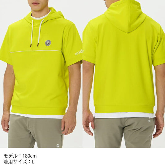 and per se アンパスィ ゴルフウェア メンズ ショットスムーザースウェット半袖フーディー プルオーバー マルチストレッチ 吸汗速乾 UV 抗菌防臭 べたつき軽減 AMS6506J1