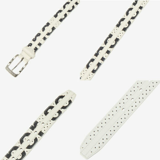 and per se アンパスィ ゴルフ メンズ ロゴプリントベルト レーザーパンチングベルト 通気性 ams7426