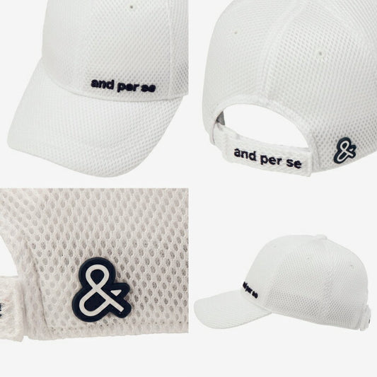 and per se アンパスィ ゴルフウェア メンズ ラッセルメッシュキャップ 帽子 吸汗速乾 面ファスナー仕様アジャスター UV ams8436