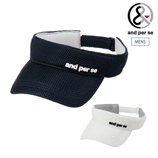 and per se アンパスィ ゴルフウェア メンズ ラッセルメッシュバイザー メガクール 吸汗速乾機能付 UV サイズ調節可 ams8736