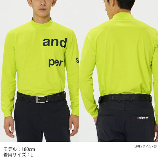 and per se アンパスィ ゴルフウェア メンズ リファインドライ長袖ハイネックシャツ モックネック マルチストレッチ 吸汗速乾 UV 抗菌防臭 ハイスペック素材 高機能素材 ams9206v5