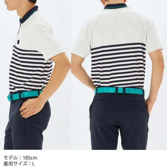 and per se アンパスィ ゴルフウェア メンズ コンパクトピケ半袖ハーフジップシャツ 吸汗速乾 UV機能 ams9425z6