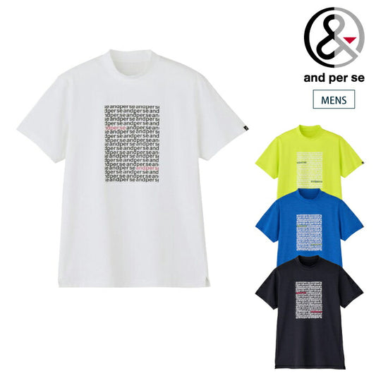 and per se アンパスィ ゴルフウェア メンズ リファインドライ半袖モックネックシャツ モックネック マルチストレッチ 吸汗速乾 UV 抗菌防臭 ハイスペック素材 高機能素材 ams9526v5