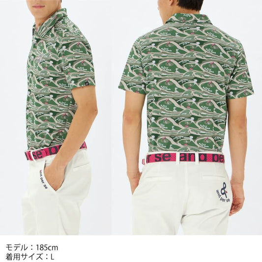 and per se アンパスィ ゴルフウェア メンズ スイングドライディンプル半袖シャツ マルチストレッチ 吸汗速乾 UV 高通気 べたつき軽減 ams9625x2