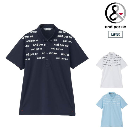 and per se アンパスィ メンズ ゴルフウェア SoCoolUVAハニカム半袖プルオーバーBDシャツ 吸汗速乾 UVカット AMS9634V2