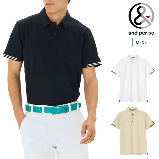 and per se アンパスィ ゴルフウェア メンズ 4WAYリップル半袖シャツ ストレッチ性 ams9635w3
