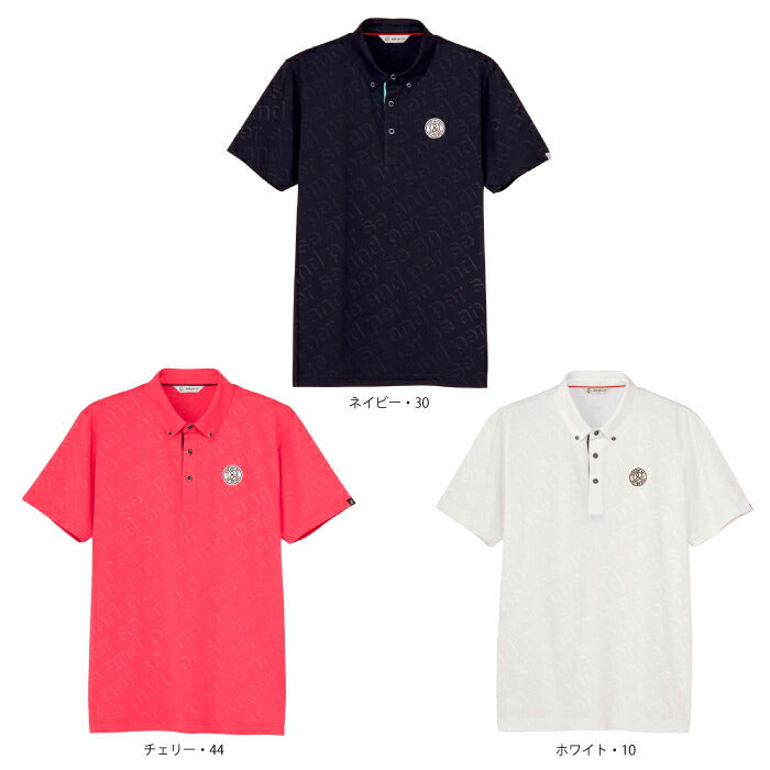 and per se アンパスィ ゴルフウェア メンズ スイングドライエンボスワッフルボタンダウン半袖シャツ マルチストレッチ UVガード 吸汗速乾 AMS9645X5