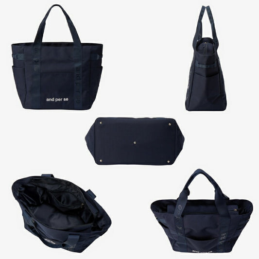 and per se アンパスィ ゴルフ メンズ レディース BIGトートバッグ ユニセックス 刺繍ワッペン ポケット付き aua7006