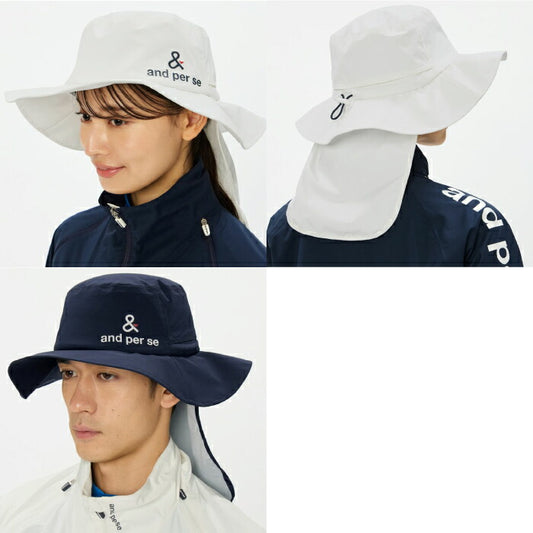 and per se アンパスィ ゴルフ メンズ レディース 帽子 フレックスライトレインバケットハット レインウェア はっ水 UV 防水 高度透湿 ハイスペック素材 aua8596r1