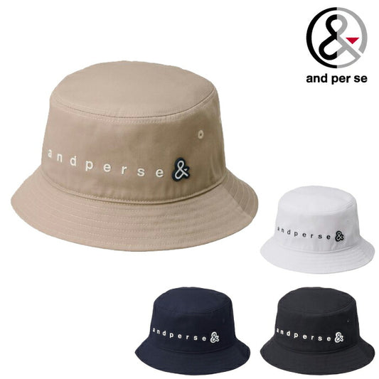 and per se アンパスィ ゴルフ メンズ レディース 帽子 ポリエステルツイルバケットハット はっ水 UV 防水 高度透湿 オールシーズン aua8606