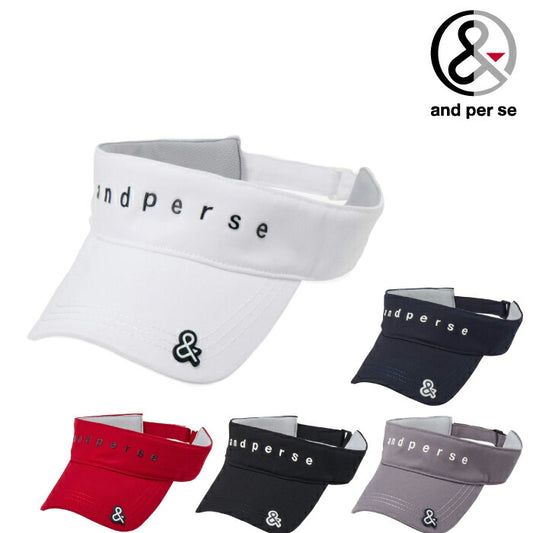 and per se アンパスィ ゴルフウェア メンズ レディース 帽子 ポリエステルツイルサンバイザー はっ水 UV サイズ調整可能 aua8706