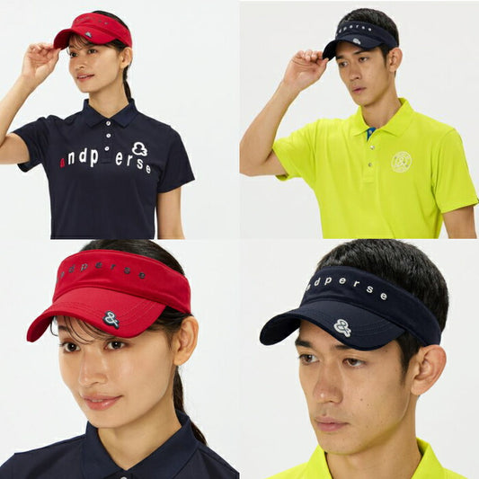 and per se アンパスィ ゴルフウェア メンズ レディース 帽子 ポリエステルツイルサンバイザー はっ水 UV サイズ調整可能 aua8706