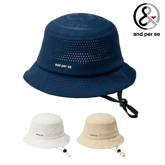 and per se アンパスィ ゴルフ メンズ レディース 帽子 パンチングメッシュバケットハット ユニセックス 遮熱 吸汗速乾 蒸れ軽減 aus8616