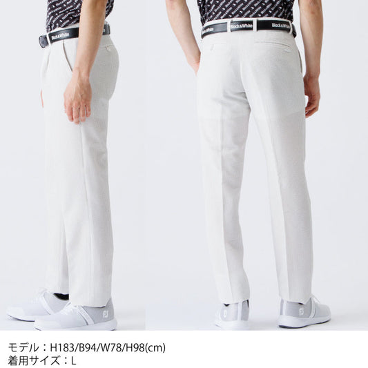 Black&white ブラック&ホワイト メンズ シアサッカーストレッチ1タックパンツ BGS5103HA