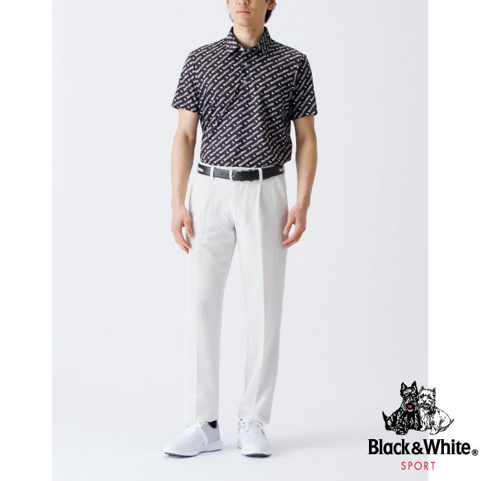 Black&white ブラック&ホワイト メンズ シアサッカーストレッチ1タックパンツ BGS5103HA