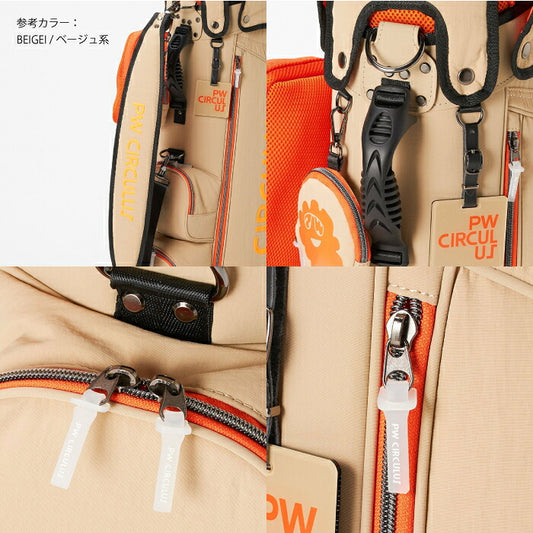 PW CIRCULUS ピーダブリュサーキュラス ゴルフ メンズ レディース UNISEX デタッチャブル キャディバッグ シボ感のあるナイロンワッシャー素材 bo7ilw0001