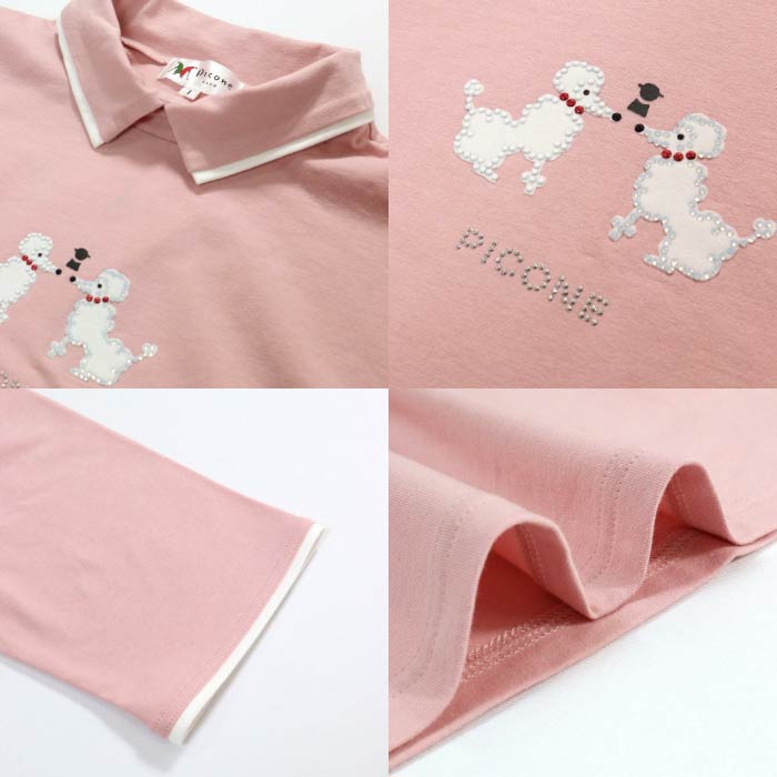 PICONE CLUB ピッコーネクラブ ゴルフウェア レディース 半袖シャツ プードル柄UV冷感ポロシャツ 接触冷感 UVケア c459319