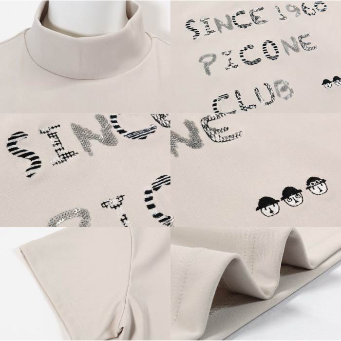 PICONE CLUB ピッコーネクラブ ゴルフウェア レディース 半袖シャツ スパンコール刺繍UV冷感プルオーバー 高機能素材 grace cool(グレースクール) 吸水速乾 防透け 伸縮性 UVカット 接触冷感 c459505