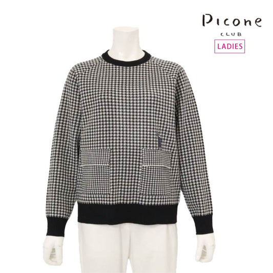 PICONE CLUB ピッコーネクラブ ゴルフウェア レディース フロントポケット千鳥柄ニット ポケット付き C518010