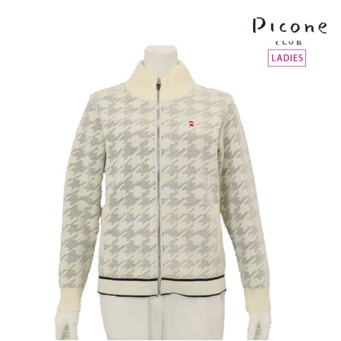 PICONE CLUB ピッコーネクラブ ゴルフウェア レディース ウール混千鳥柄ニットブルゾン ジップアップ C518916