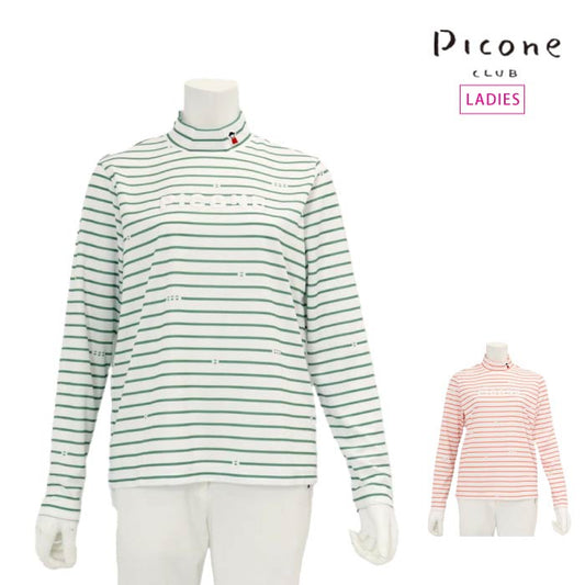 PICONE CLUB ピッコーネクラブ ゴルフウェア レディース ハイネックピコボーダープルオーバー 微伸縮 ロングシーズン C519805