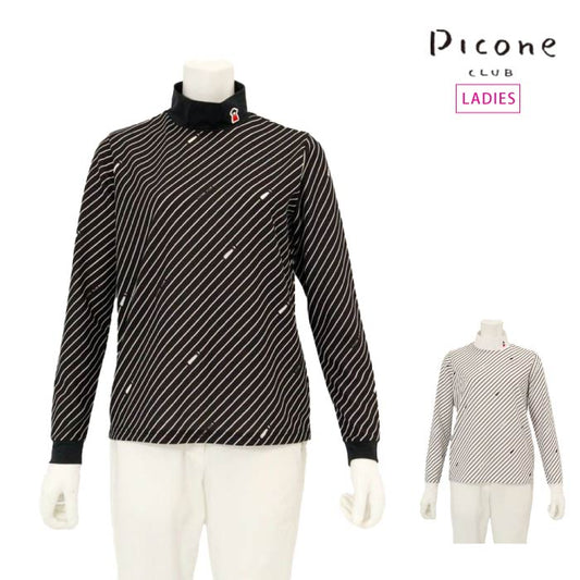PICONE CLUB ピッコーネクラブ ゴルフウェア レディース バイアスストライプUV速乾プルオーバー ハイネック ストレッチ UVケア 吸水速乾 C519909