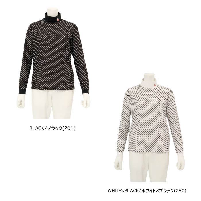 PICONE CLUB ピッコーネクラブ ゴルフウェア レディース バイアスストライプUV速乾プルオーバー ハイネック ストレッチ UVケア 吸水速乾 C519909