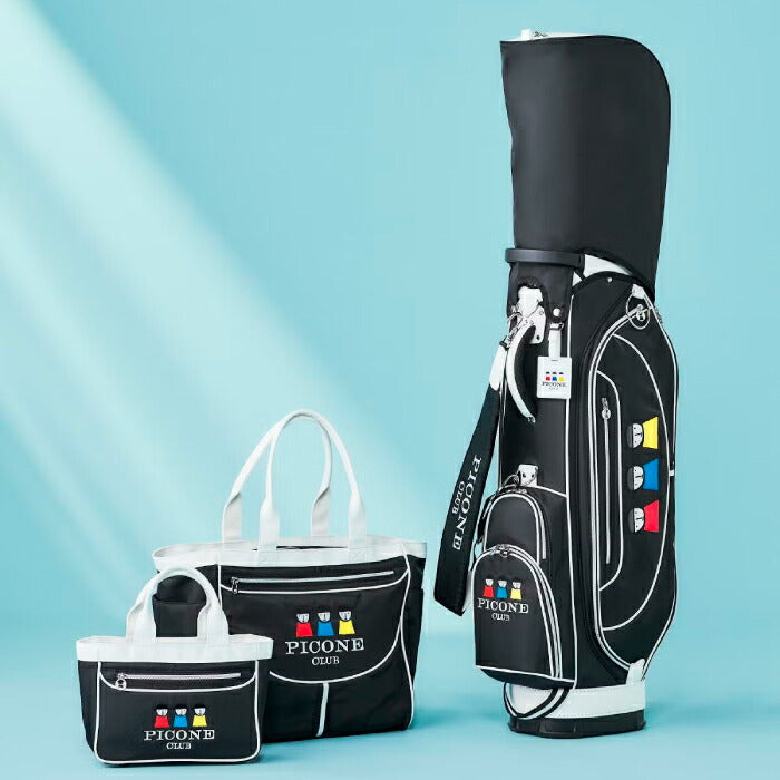 PICONE CLUB ピッコーネクラブ メンズ レディース モノトーンキャディバッグ 多数ポケット ネームプレート付き c550208