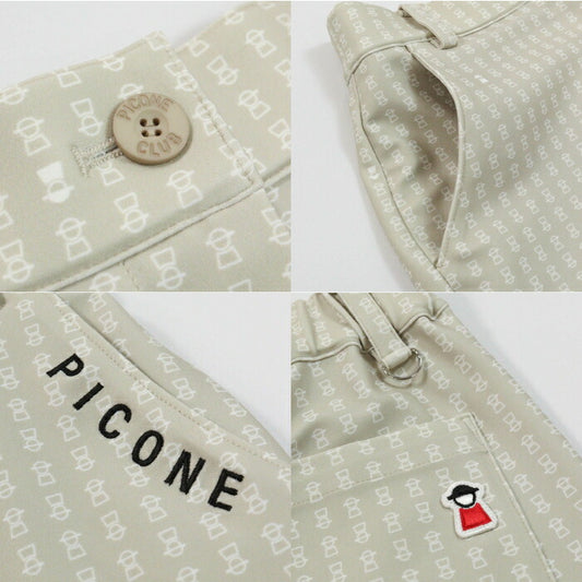 PICONE CLUB ピッコーネクラブ レディース 総柄プリントUV冷感パンツ テーパード ストレッチ ウエストゴム c557307