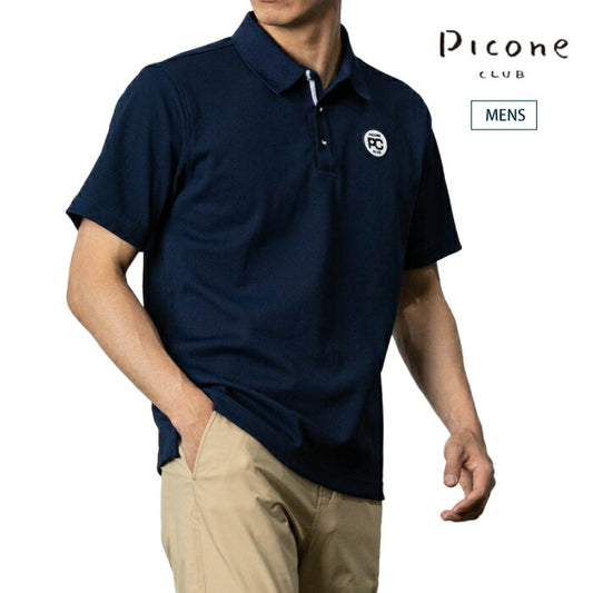 PICONE CLUB ピッコーネクラブ ゴルフウェア メンズ ポイントワッペンUV速乾ポロシャツ 半袖 遮熱 UVカット機能 吸水 速乾性 抗菌 防臭機能 MADE IN JAPAN c569302