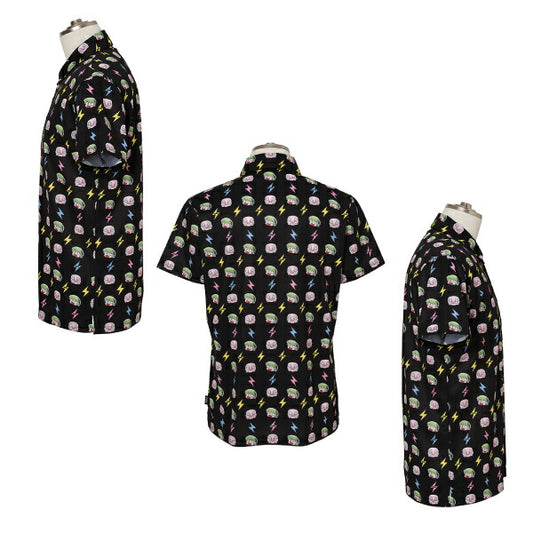 Dance With Dragon ダンスウィズドラゴン メンズ テンちゃん&チェリー総柄ポロ 「うる星やつら」とのコラボ☆ 吸水速乾 UVカット D1-109313