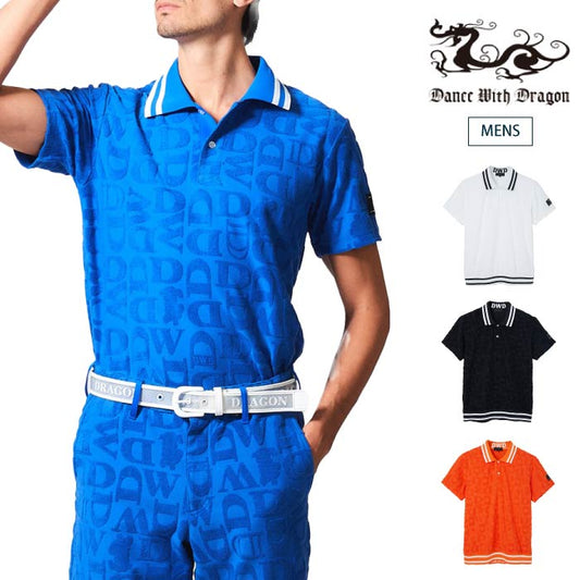 Dance With Dragon ダンスウィズドラゴン ゴルフポロシャツ ゴルフウェア メンズ モノグラムパイルジャガードポロ セットアップ対応 D1-154320