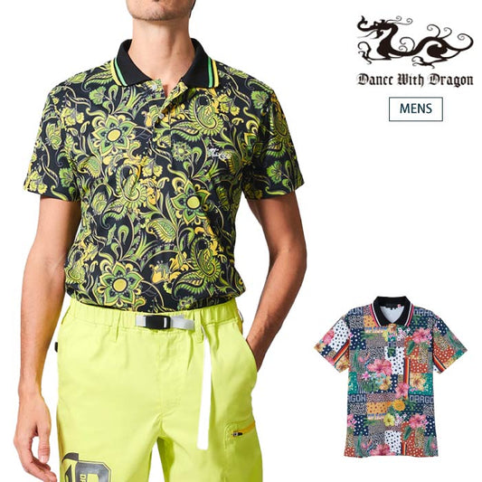 Dance With Dragon ダンスウィズドラゴン ゴルフポロシャツ ゴルフウェア メンズ WILDFLOWERプリントポロ D1-155324