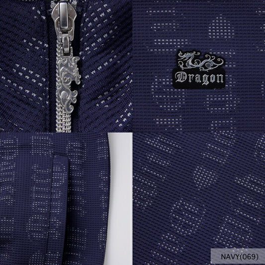 Dance With Dragon ダンスウィズドラゴン ゴルフウェア メンズ長袖シャツ ハートロゴジャガードハイZIP ストレッチD1-269120