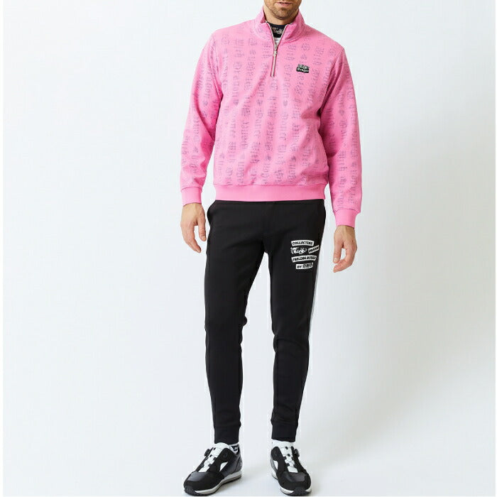 Dance With Dragon ダンスウィズドラゴン ゴルフウェア メンズ長袖シャツ ハートロゴジャガードハイZIP ストレッチD1-269120