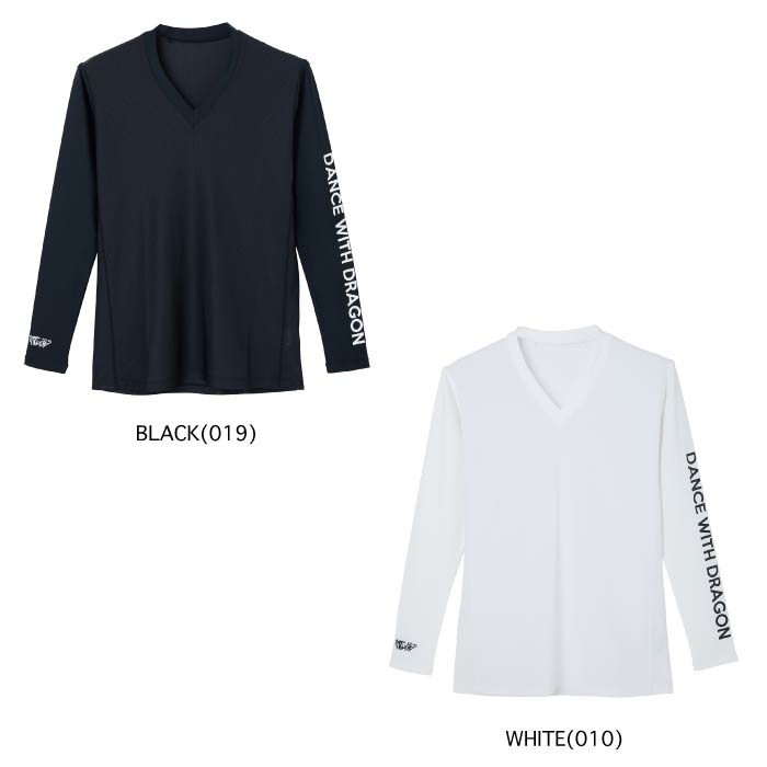 Dance With Dragon ダンスウィズドラゴン ゴルフ長袖インナーシャツ ゴルフウェア メンズ SUNPROFITメッシュVネックインナー 吸水速乾 ストレッチ UVカット D1-954120