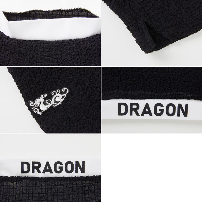 Dance With Dragon ダンスウィズドラゴン ゴルフカットソー ゴルフウェア レディース ストレッチシアーサッカーハイネック ※日本製 D2-153120