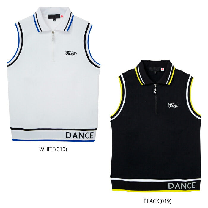 Dance With Dragon ダンスウィズドラゴン ゴルフウェア レディース ポップコーンノースリーブポロ ストレッチ 吸水速乾 UVカット d2-174717