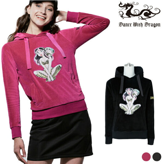 Dance With Dragon ダンスウィズドラゴン レディース うる星やつらコラボパーカー ベロア素材 ストレッチ 日本製 D2-209113