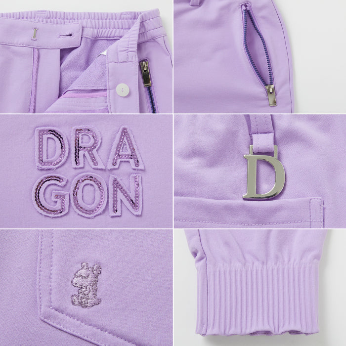 Dance With Dragon ダンスウィズドラゴン ゴルフパンツ ゴルフウェア レディース プリーツリブジョグパンツ ストレッチ セットアップ対応 D2-453120
