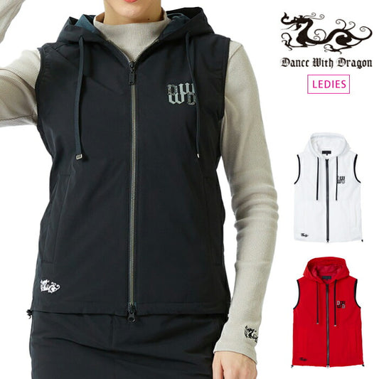 Dance With Dragon ダンスウィズドラゴン ゴルフウェア レディース 【LEON掲載】テックスラウンドストレッチベスト セットアップ対応 d2-560720