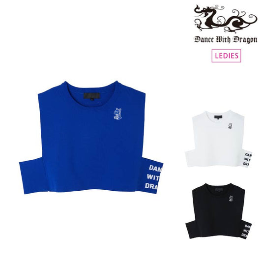 Dance With Dragon ダンスウィズドラゴン ゴルフニットベスト ゴルフウェア レディース クロップドニットベスト ショート丈 レイヤードスタイル D2-654720