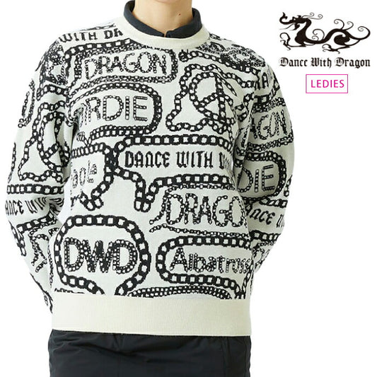 Dance With Dragon ダンスウィズドラゴン ゴルフウェア レディース チェーンジャガードニット d2-660120