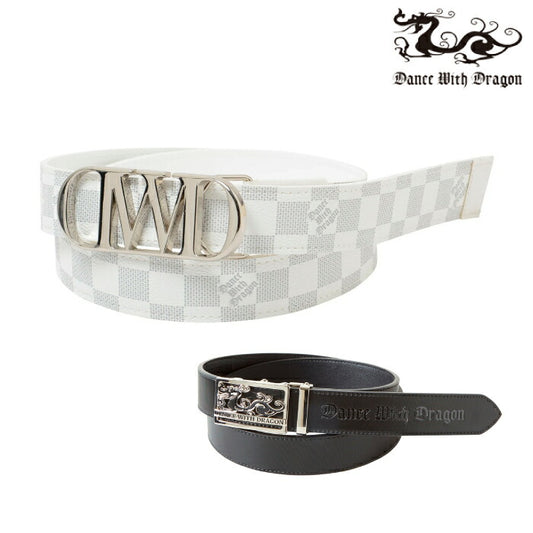 Dance With Dragon ダンスウィズドラゴン ゴルフウェア メンズ レディース DWDバックルDOTチェックベルト 大胆なメタルバックル 日本製 d3-503020
