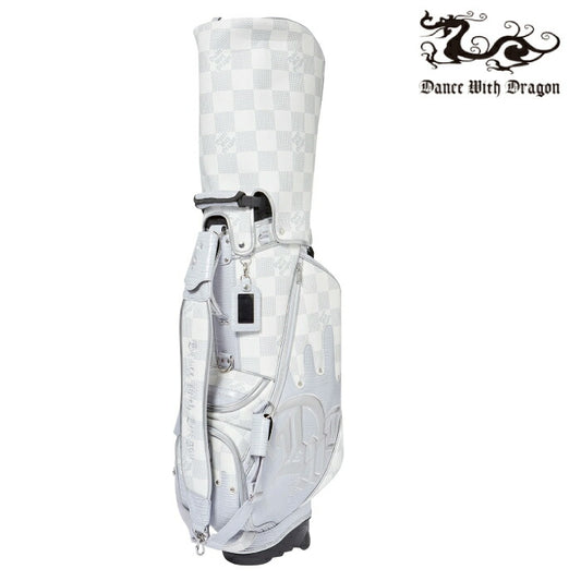 Dance With Dragon ダンスウィズドラゴン ゴルフウェア メンズ レディース DOTチェックスタンドキャディバッグ 9.5型 5分割 クロコ型押し ハイエンドモデル D3-602020